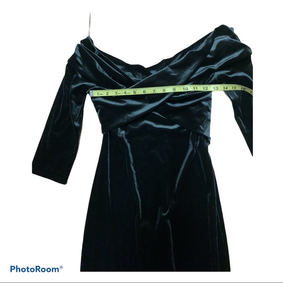 Zara Basic off shoulder green velour dress - Picture 6 of 15
